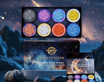 Cosmic Crystal Bath Bombs Gift Set: Epsom Salt, Vegan Spa