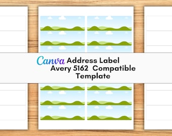 Modèle d'étiquette d'adresse canva modifiable | Compatible Avery 5162, 14 par feuille