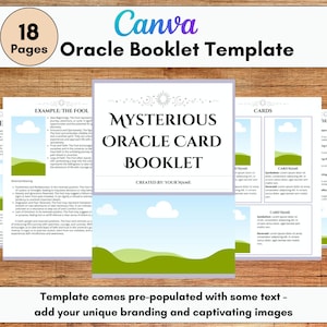 Plantilla de guía de cartas del Oráculo personalizable Canva, arrastrar y soltar, libro electrónico editable en blanco, imprimible, descarga instantánea, PLR, carta estadounidense