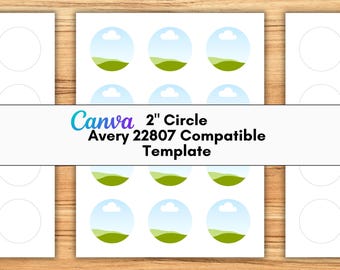 Canva Avery 22807 Compatible Template | 2" Round Stickers | Drag and Drop