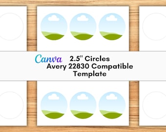 Canva Avery 22830 Compatible Template | 2.5" Round Stickers | Drag and Drop