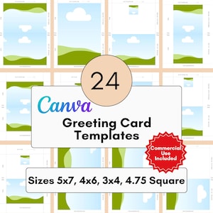 Customizable Canva Greeting Card Templates: Multi-Size Bundle for Commercial Use, Instant Download