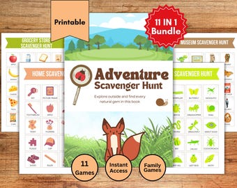 11 Printable Scavenger Hunt Bundle | Kids Nature and Outdoor Activity Worksheets
