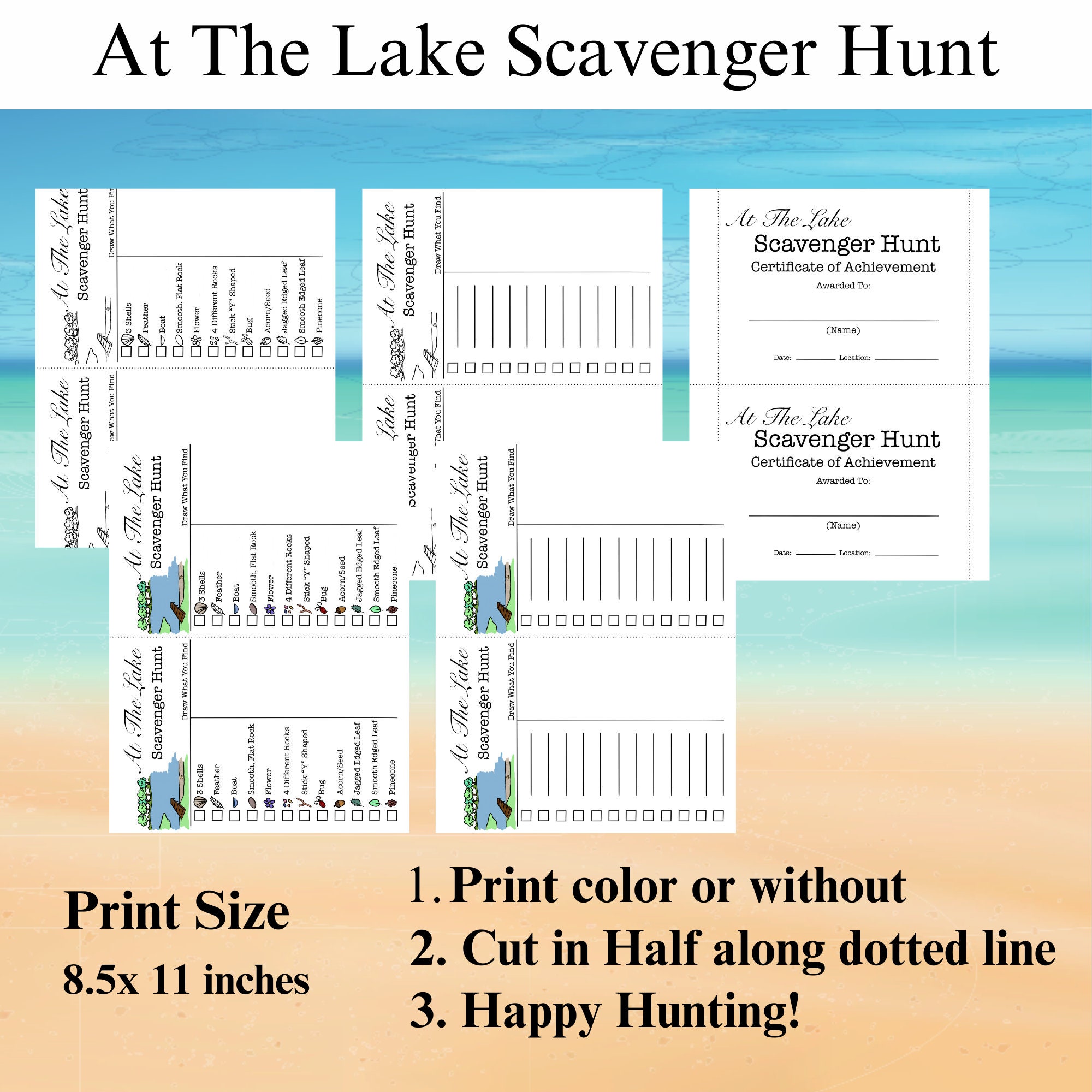 Lake Scavenger Hunt Printable, Half Page, Kid's Learning Activity ...