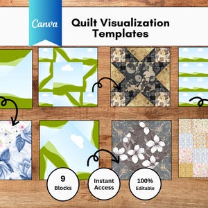 Canva Quilt Visualization Templates, Editable Blank Template, Classic 10 Inch Blocks Drag and Drop