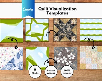 Canva Quilt Visualization Templates, Editable Blank Template, Classic 10 Inch Blocks Drag and Drop