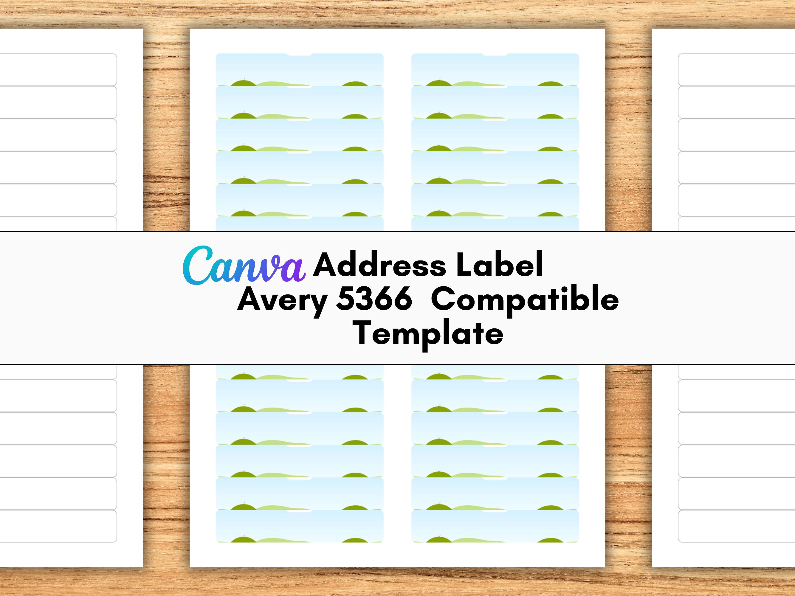 Canva's drag-and-drop Avery 5366 file label template.