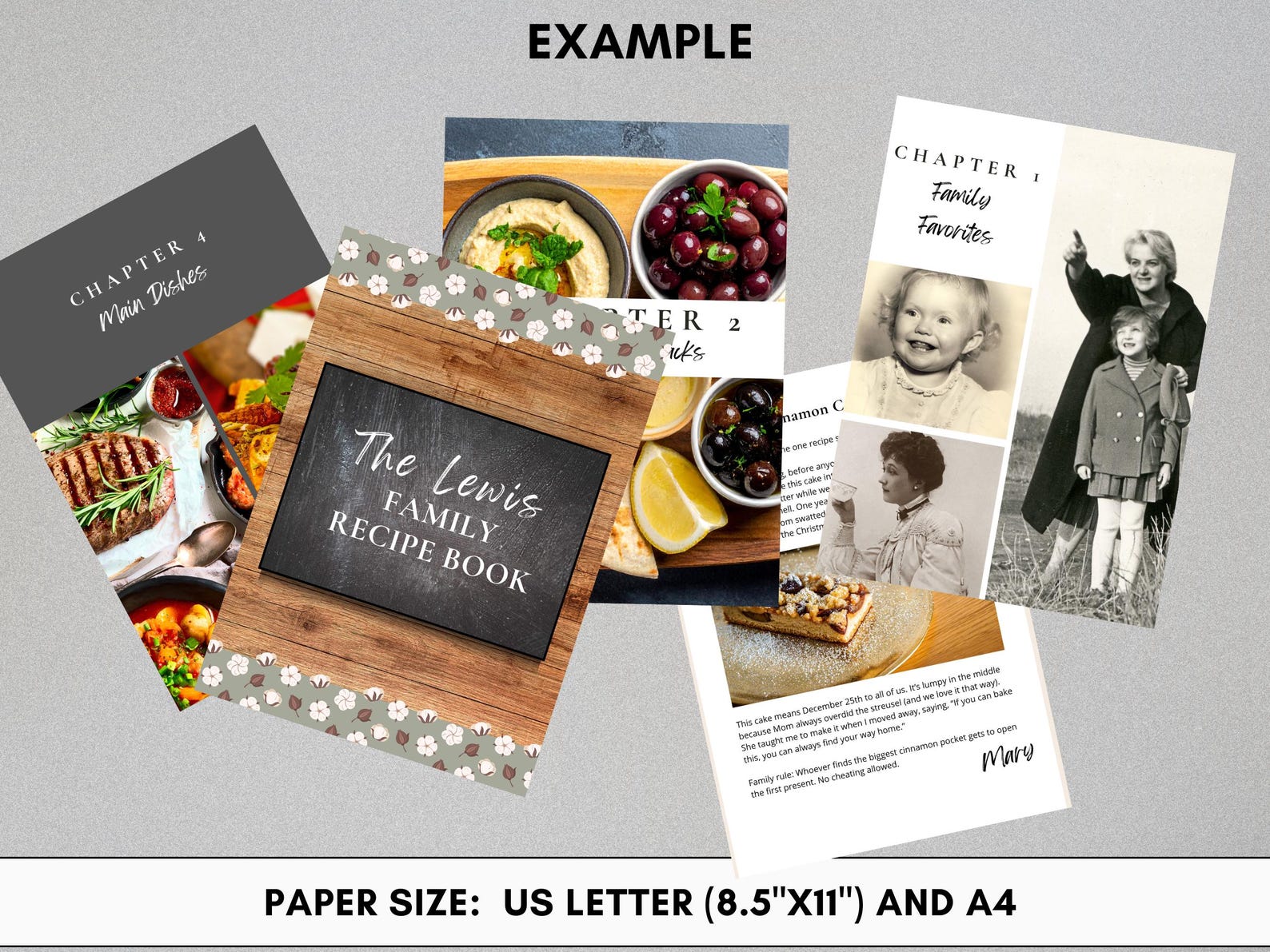 Editable Family Cookbook Template – Printable Heirloom Recipe Book ...