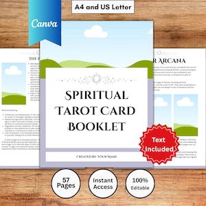 Professional Canva Tarot Card Booklet Template | 57 Page Guide | US Letter A4