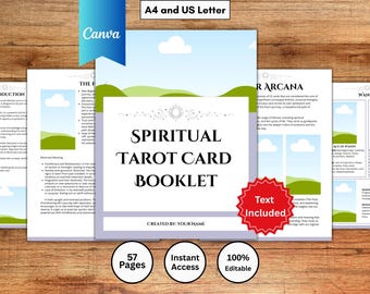 Professional Canva Tarot Card Booklet Template | 57 Page Guide | US Letter A4
