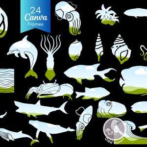 Ocean Canvas Frames Bundle - Meerestiere, Unterwasserwelten (Digitaler Download)