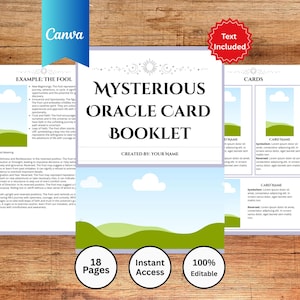 Aanpasbare sjabloon Oracle Card Guidebook | Canva e-boek van 18 pagina's blanco PLR