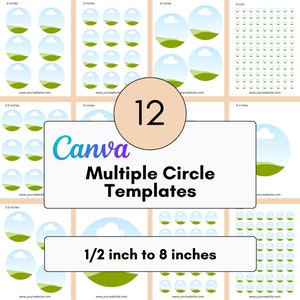Canva Ziehen und ablegen Kreisvorlagen, bearbeitbare leere Vorlagen, runde Aufkleber Cupcaketopper Ninja Notizen, druckbarer sofortiger Download