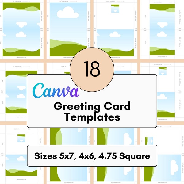 Editable Greeting Card Templates: Canva Drag-and-Drop, Various Sizes (4x6, 5x7, 4.75x4.75), Instant Download, Commercial Use Card Template