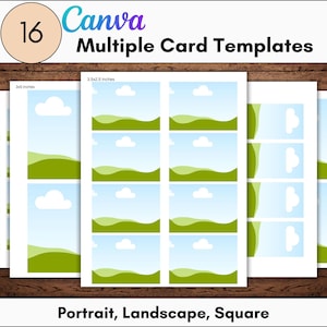 Plantillas de tarjetas personalizables de Canva en blanco: descarga instantánea para negocios, notas y tarjetas didácticas.