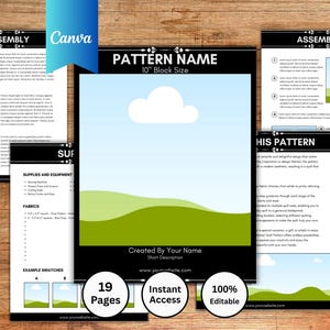 Quilt Block Booklet Template: Customizable Canva Ebook (Digital Download)