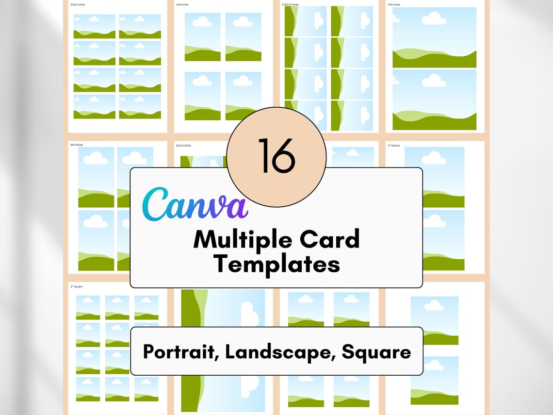 Canva Drag and Drop Multiple Card Template, Editable Blank Templates ...