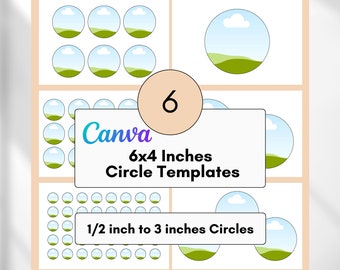 Sjabloon canvas cirkel, vel 6 x 4 inch, afdrukbare stickersjabloon (direct downloaden)