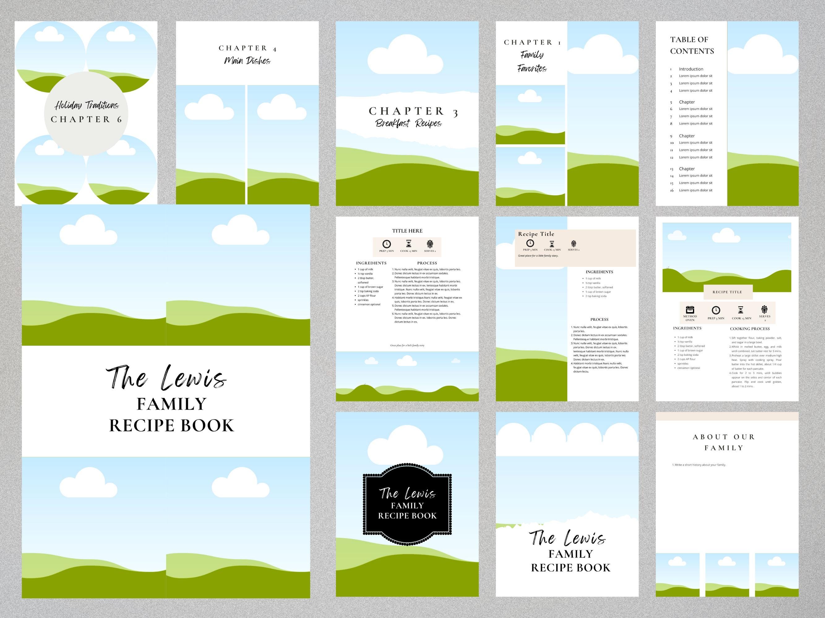 Editable Family Cookbook Template – Printable Heirloom Recipe Book ...