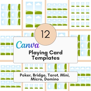 Canva Playing Card Templates, Editable Blank Poker Bridge Tarot Mini Micro Domino Drag and Drop