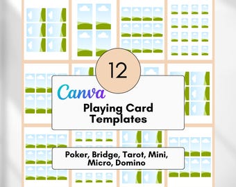 Sjablonen voor Canva-speelkaarten, bewerkbare blanco pokerbridge Tarot Mini Micro Domino Slepen en neerzetten