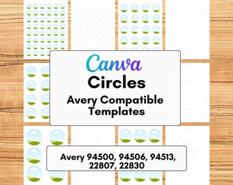 Canva Circle Template Bundle | Avery 94500, 94506, 94513, 22807, 22830 | Drag and Drop | Round Stickers