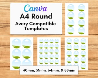Ensemble de modèles d'étiquettes rondes Avery, format A4, glisser-déposer