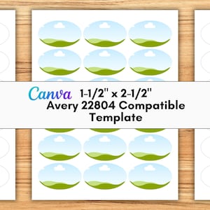 Plantilla Avery 22804 para Canva / Etiquetas ovaladas / Totalmente editable (arrastrar y soltar) imagen 1