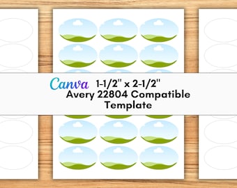 Modèle vierge Canva Avery 22804 | Étiquettes ovales | Glisser-déposer entièrement modifiable