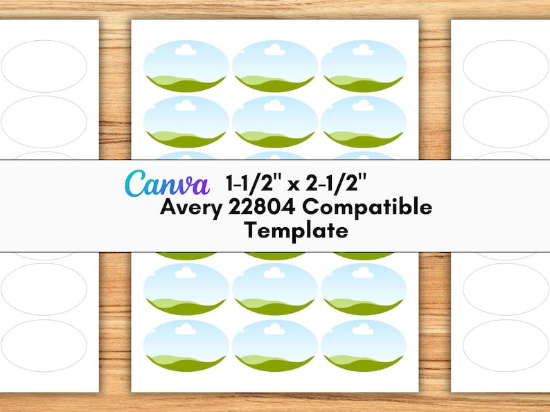 Plantilla Avery 22804 para Canva / Etiquetas ovaladas / Totalmente editable (arrastrar y soltar) imagen 1
