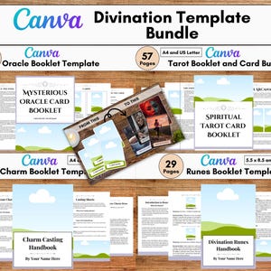 Anpassbare Tarot, Runen, Orakel, Charm Casting Booklet Canva Vorlagen & Tarotkartendesigns für spirituelle Praktizierende