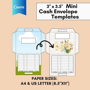 Canva Mini Bargeld Umschlag Vorlagen: Ziehen & ablegen, druckbar (digitaler Download)