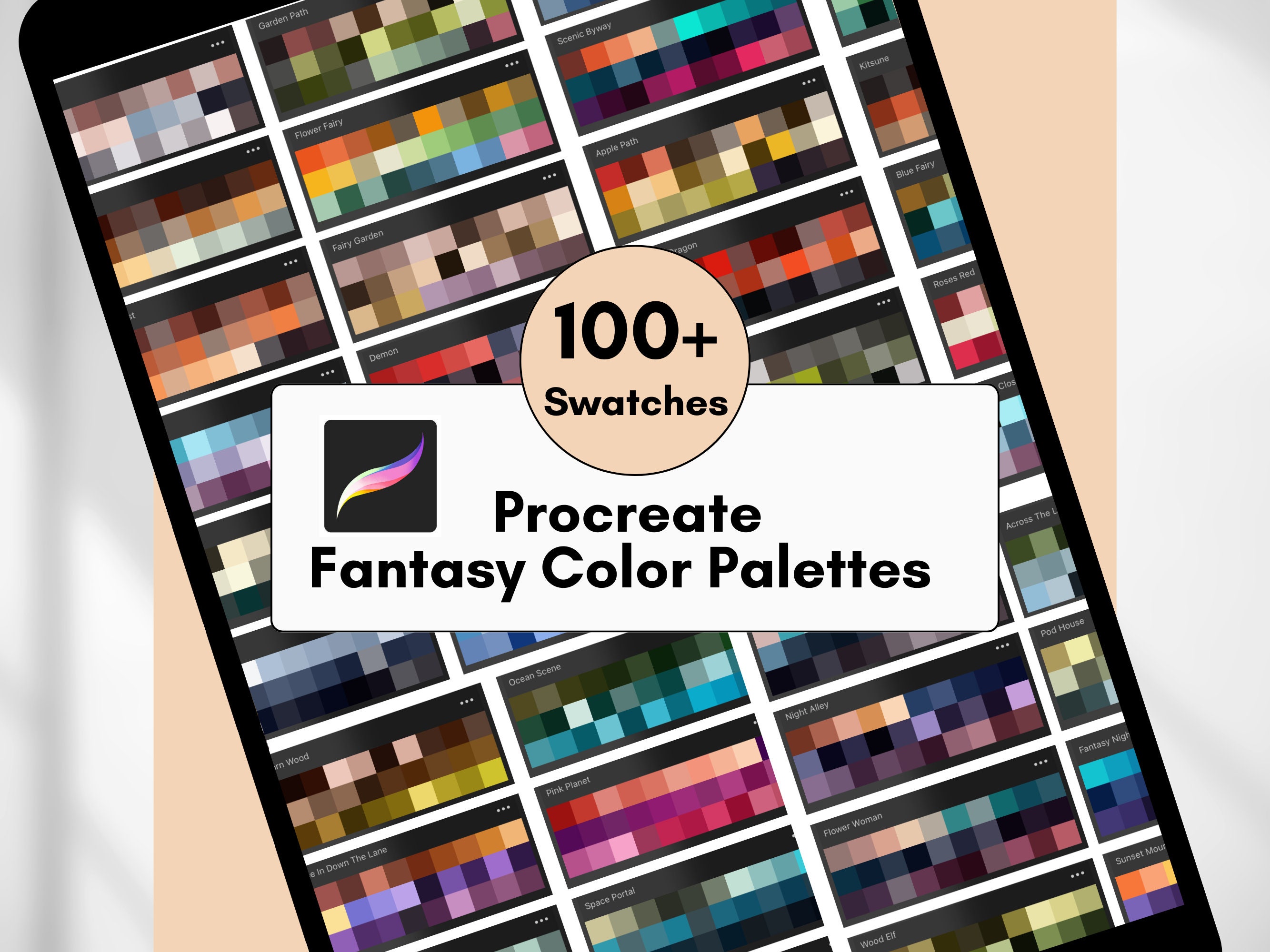 Procreate Fantasy Color Palettes – 100 Handpicked Swatch Sets for iPad, Instant Download