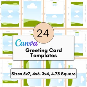 Modèles personnalisables de cartes de voeux Canva : lot de plusieurs tailles pour usage commercial, téléchargement immédiat