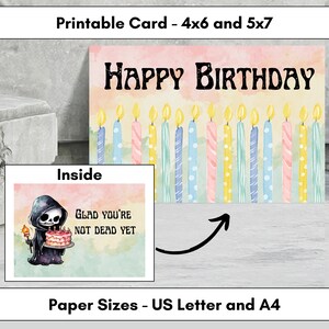 Dark Humor Birthday Card Printable,Digital Download, 4x6 and 5x7 Sizes, Grim Reaper, Funny