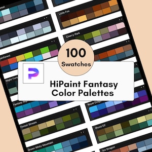 HiPaint Fantasy Color Palettes, 100 Swatches, Instant Download