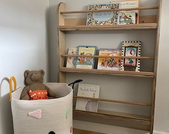 Montessori Shelves Build Plans, Detailed Plans, Wooden Montessori Wall Bookshelf, 3 Shelves Bookcase For Kids Room, Montessori Book Display