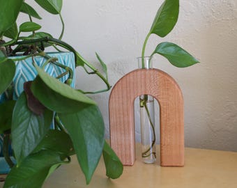 Maple Wood Test Tube Propagation Station: Plant Lover Gift