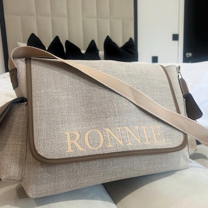 Personalized Baby Changing Bag: Beige Nappy Pram Bag