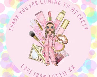 Make Up Birthday Stickers, Teenager Party Bags, Girls Sleepover Stickers, Make Up Party Stickers, Make Up Dolly, Tween Birthday, Girls Party
