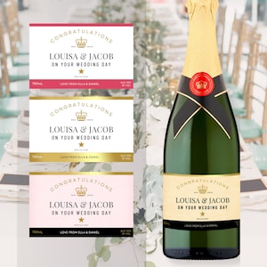 Personalised Wedding Champagne Bottle Label, Wedding Gift, Champagne Label Wedding, Wedding Champagne Label, Congratulations Label Champagne