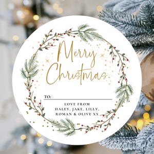 Personalised Christmas Present Stickers, Set of Christmas Stickers, Custom Merry Christmas Stickers, Xmas Gift Tag, Xmas Holiday Stickers