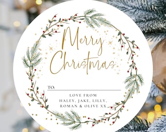Personalised Christmas Present Stickers, Set of Christmas Stickers, Custom Merry Christmas Stickers, Xmas Gift Tag, Xmas Holiday Stickers