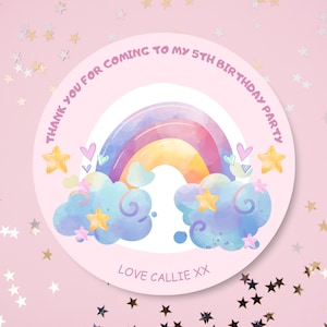 Birthday Stickers, Thank You For Coming To My Party Stickers, Sweet Cone Stickers, Party Favour Stickers, Rainbow Stickers Birthday
