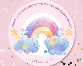 Birthday Stickers, Thank You For Coming To My Party Stickers, Sweet Cone Stickers, Party Favour Stickers, Rainbow Stickers Birthday
