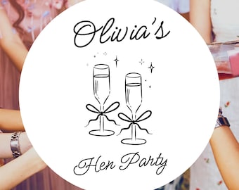 Personalised Hen Do Favour Labels, Custom Bridal Party Stickers UK