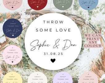 Throw Some Love Wedding Stickers, Confetti Bag Sticker, Thank You Stickers, Wedding Favour Sticker, Wedding Stickers, Confetti Stickers, diy