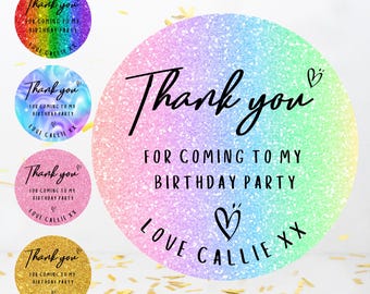 Birthday Stickers, Happy Birthday Stickers, Party Stickers Glitter Sweet Cone Stickers, Party Favour Stickers, Rainbow Glitter Stickers