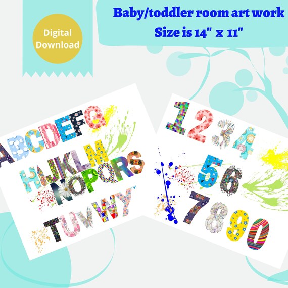 Colorful Alphabet & Number Art Prints 14x11 Etsy