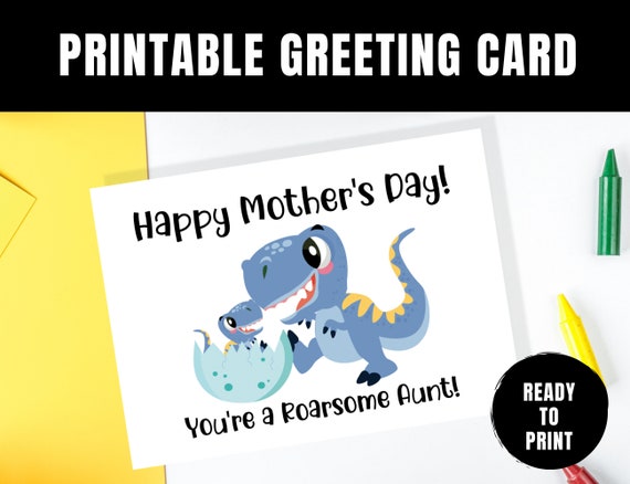 Happy Mothers Day Aunt Printable Card Mothers Day Card | Etsy